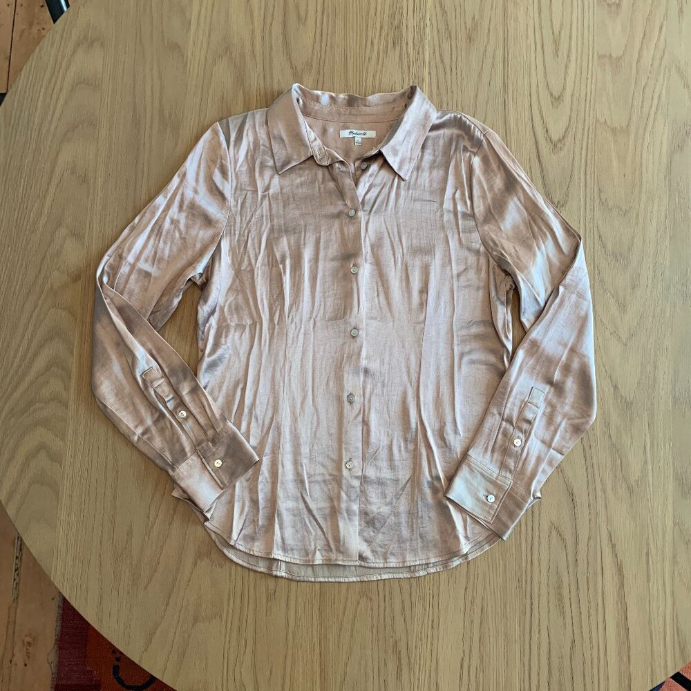 Madewell Darted Button Up Shirt in Satin